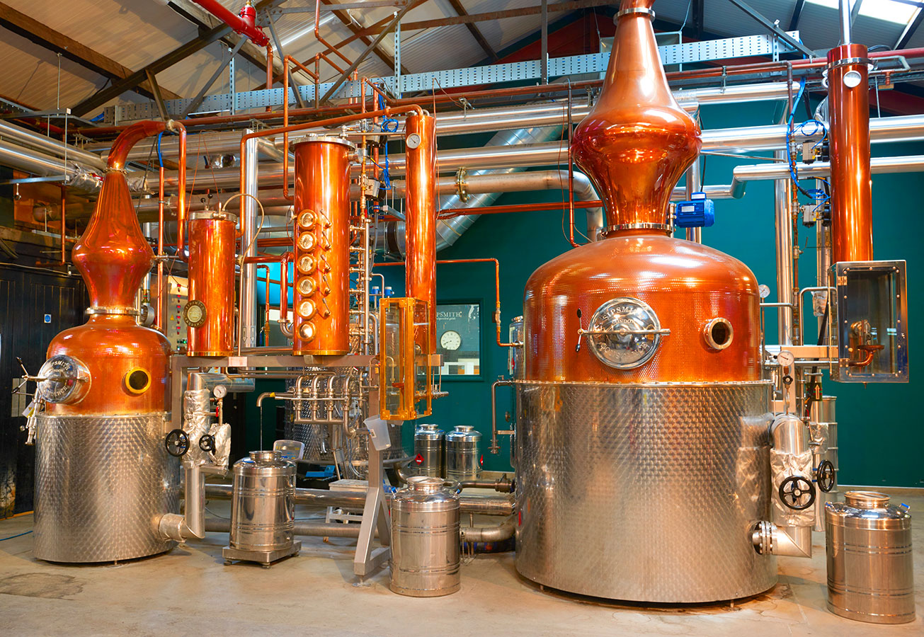 Sipsmith Distillerys Copper Pot Stills named Prudence and Constance