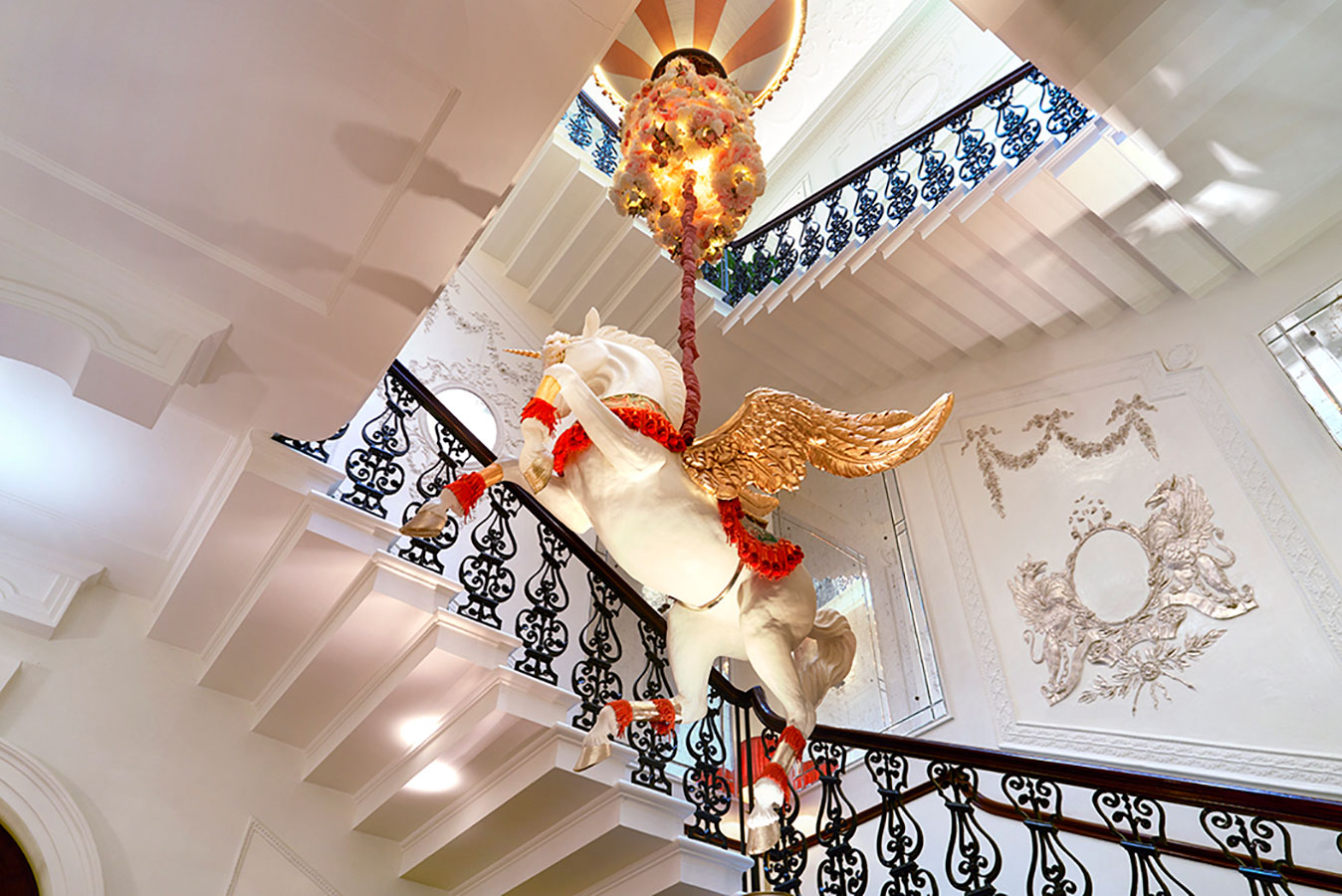 Unicorn on the staircase at Annabels